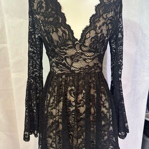 Papaya Black Lace Detail Top
